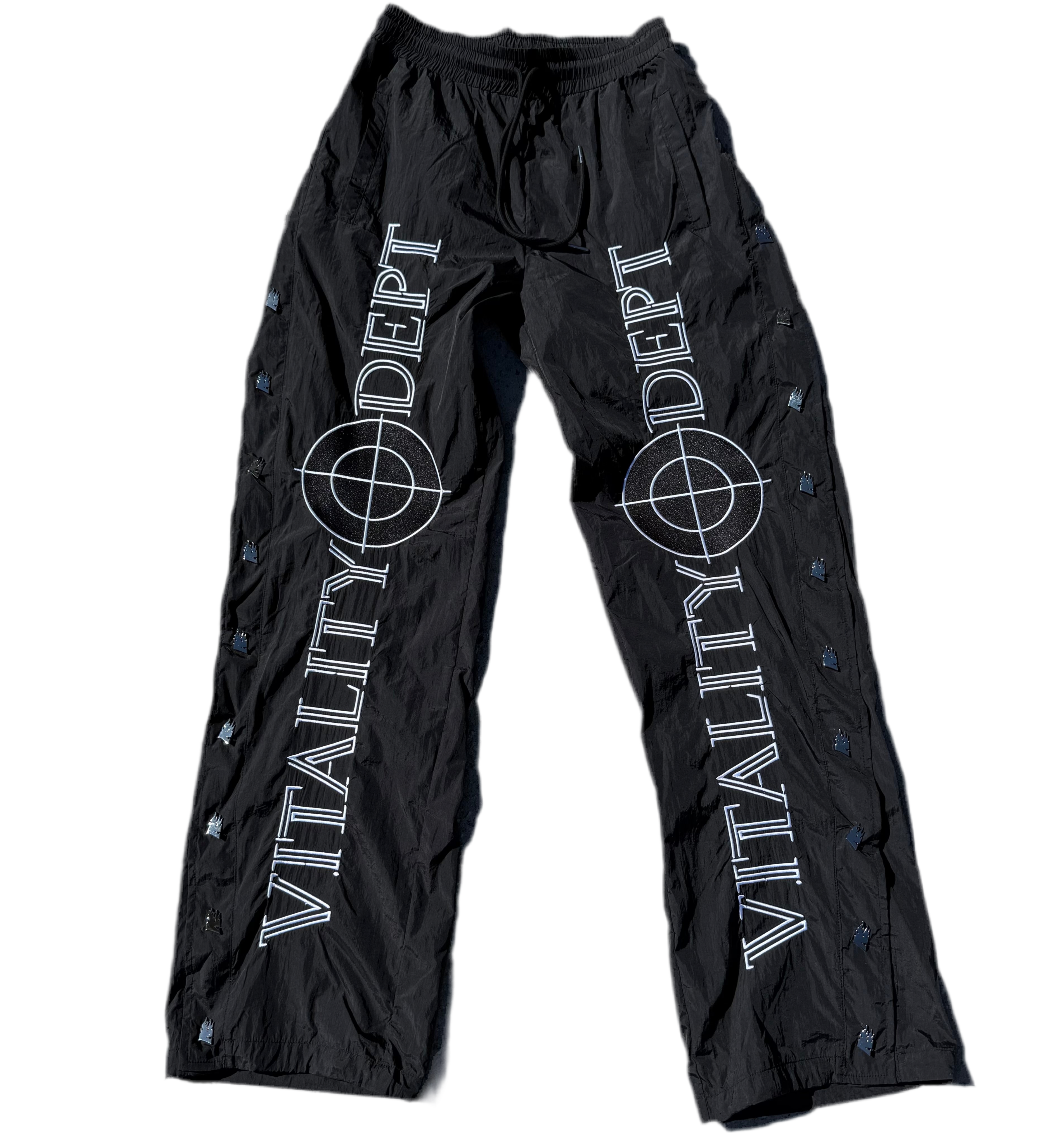 ★PARTIMENTO★ Nylon Division Pants Black Chrome nylon pants – vitalitydeptusa